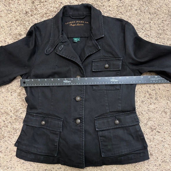 Lauren Jeans Co. Ralph Lauren Women's Black Denim Field Utility Jacket Size M - Picture 8 of 10